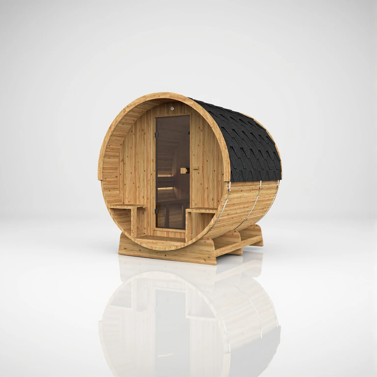 Sauna Barrel 210 — Panneau arrière en bois